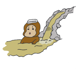 温泉に浸かっている猿の絵